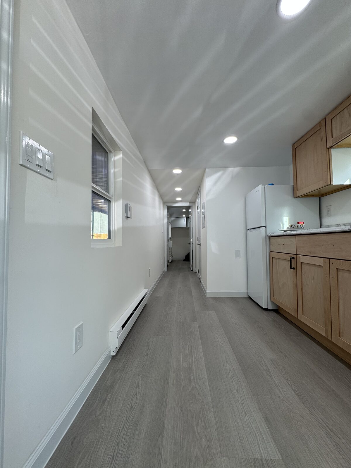 Open layout through kitchen and living